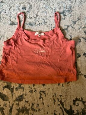 Truly Madly Deeply Coral-Orange Mushroom Cropped Cami